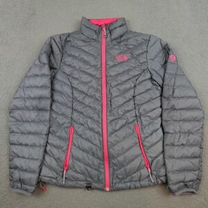 Mountain Hardwear Quilted Puffer Jacket in Charcoal with Pink Accents